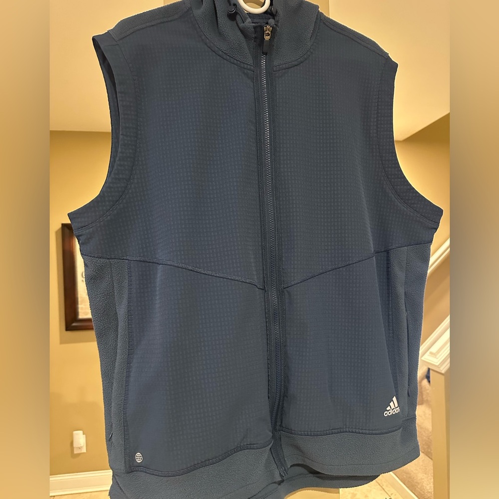 Adidas Men's Navy Blue Vest - Full Zip Hoodie Vest